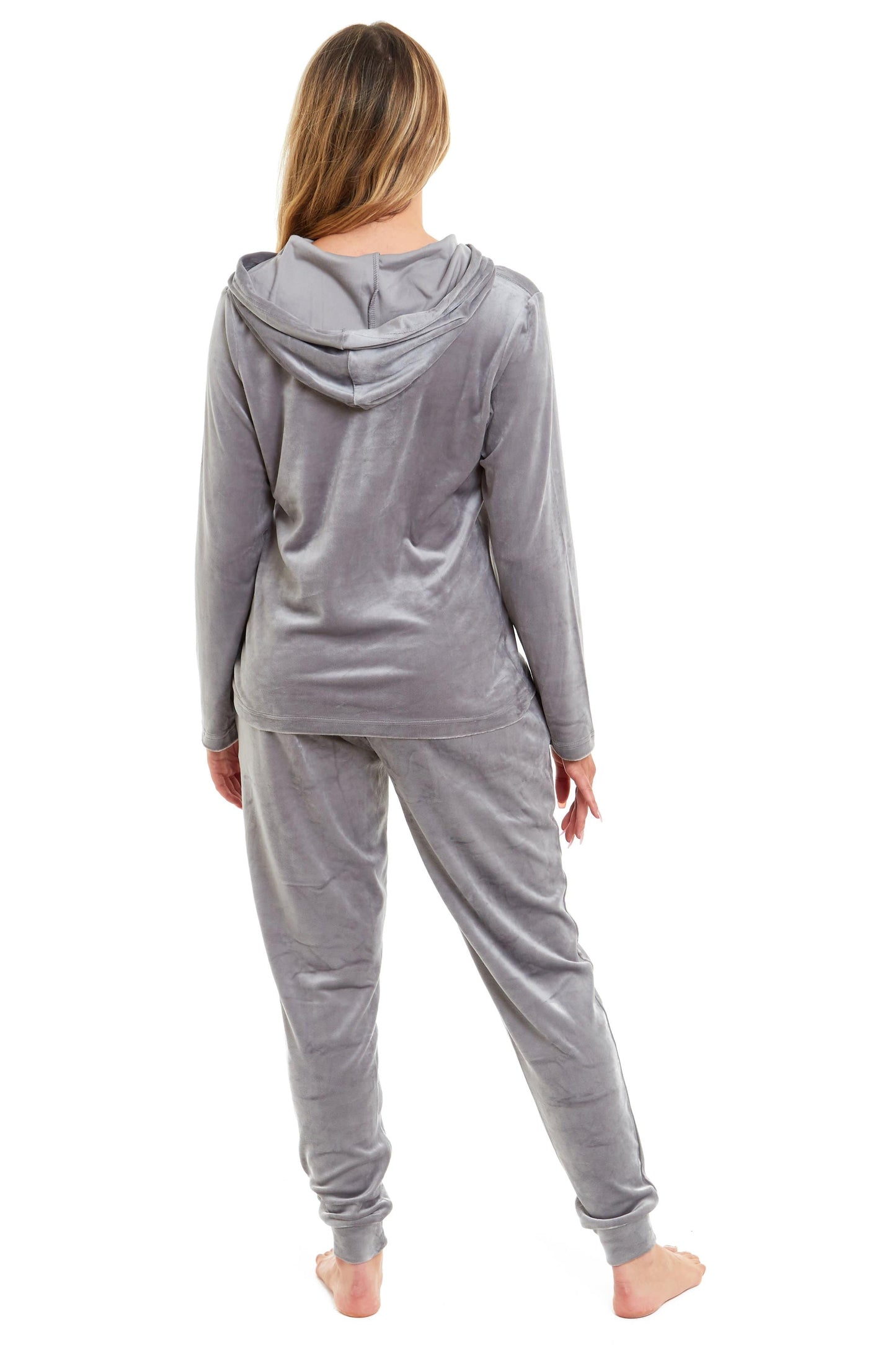 Women's Soft Touch Velour Hooded Pyjama Set Warm Stretchable Nightwear Perfect for Lounging Sleeping Sizes 8-22 by Daisy Dreamer
