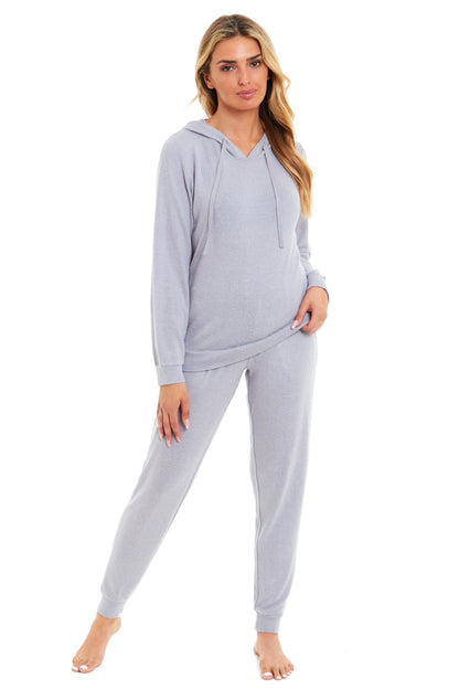Women's Super Cosy Hooded Pyjama Set Soft Brushed Polyester Viscose Loungewear Warm and Elegant Nightwear Various Colours UK Sizes 8-22 by Daisy Dreamer
