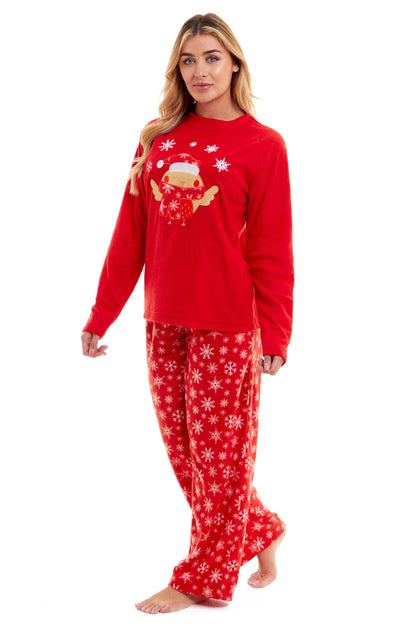 Women's Ultra Soft Polar Fleece Pyjama Set with Festive Robin Design Warm Winter Nightwear Comfortable Loungewear Christmas Gift by Daisy Dreamer