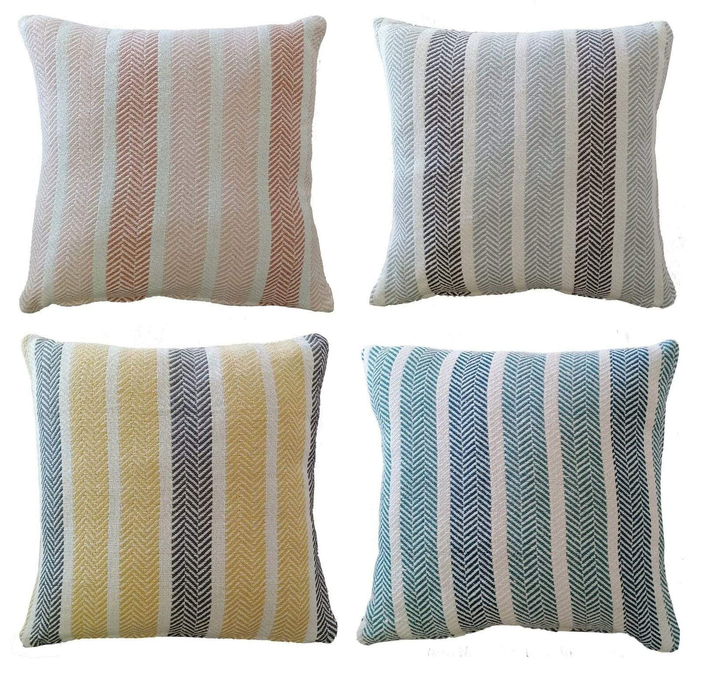 Zara Striped Indian Cotton Cushion Covers for Indoor Outdoor Decor Super Soft with Discreet Zipper in Grey Ochre Teal Blush Pink Various Sizes by OLIVIA ROCCO