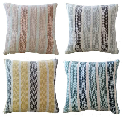 Zara Striped Indian Cotton Cushion Covers for Indoor Outdoor Decor Super Soft with Discreet Zipper in Grey Ochre Teal Blush Pink Various Sizes by OLIVIA ROCCO