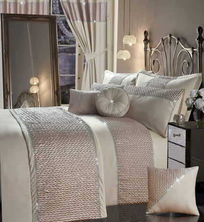 Zenia Luxurious Duvet Cover Set with Quilted Trim and Diamante Detailing  Available in Single Double Kingb and Super King Sizes by OLIVIA ROCCO